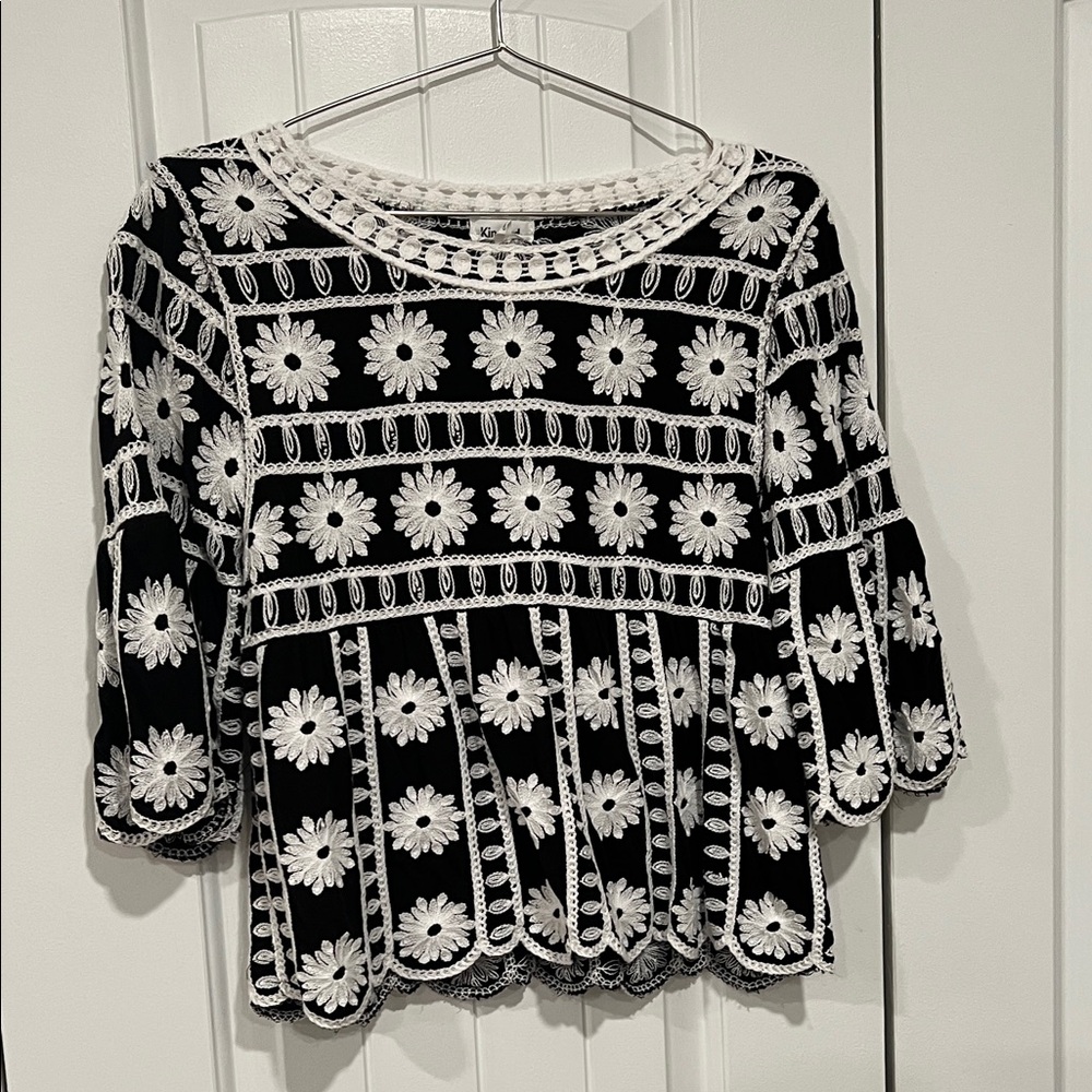 Floral Print 3/4 Sleeve Shirt